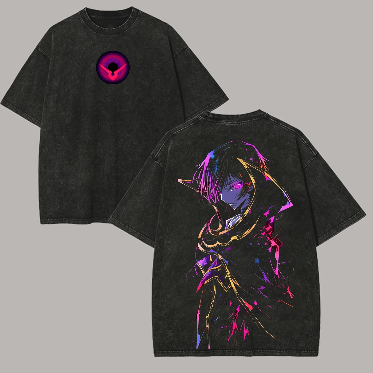 2026 Code Geass Anime Printed T-shirt Men's and Women's Washed T-shirt High Quality Vintage Cotton T-shirt Harajuku Y2K Tops