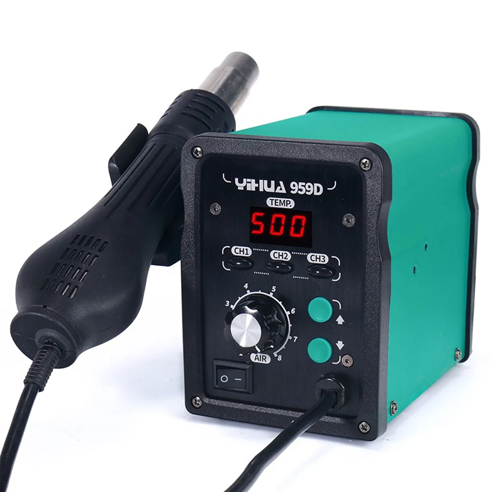 YIHUA 959D 220V LED Digital Display Hot Air Station SMD Soldering Station Constant Temperature Heat Gun Rework Station Solder