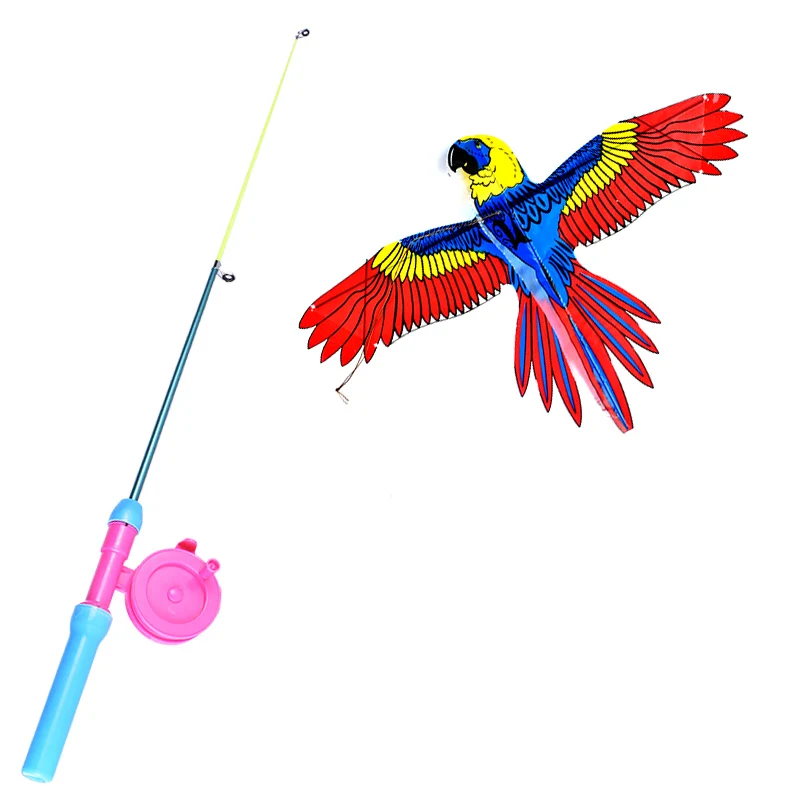 Free shipping 5pcs fishing rod line outdoor toys for kids kite animal kites flying children kites reel windsock fun fish kites