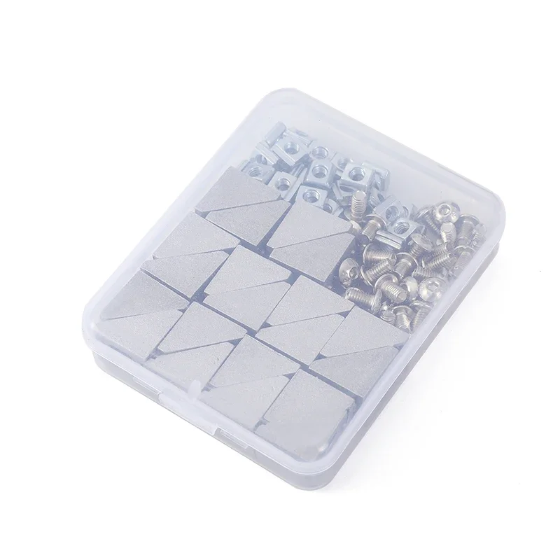 

Box 100pcs 1720 Aluminum Profile Connector 20pcs Corner Bracket +40pcs M5 T-slot Nuts 20 Series +40pcs M5x8mm Hex Socket Cap 20