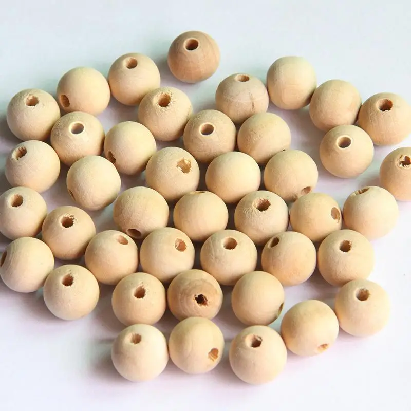 3-6pack 50Pcs Natural Round Wooden Bead Ball Jewellery Making Findings 0.8cm