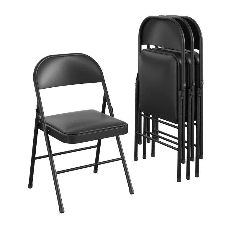 Mainstays Vinyl Folding Chair (4 Pack), Black