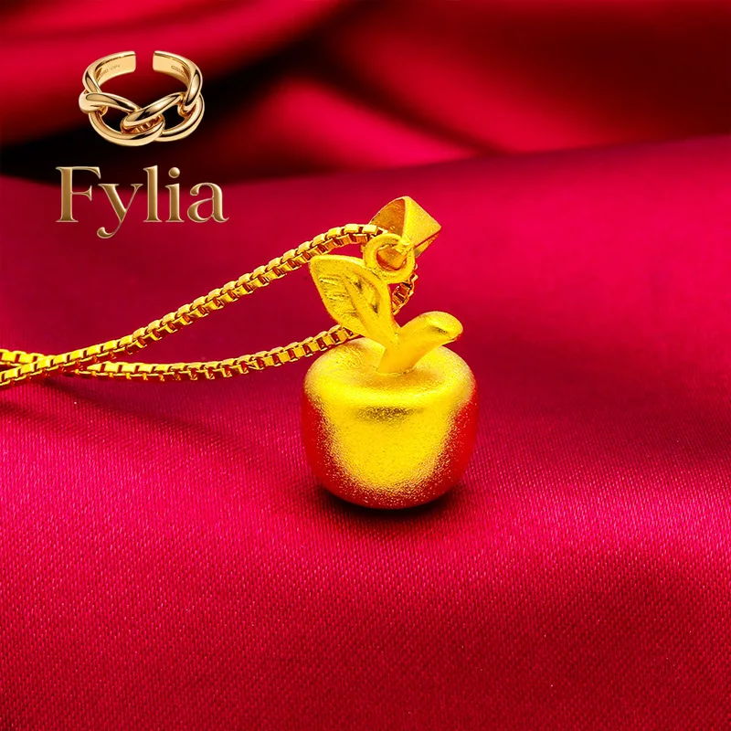 Fylia Jewelry   24K Gold AU999 Fruit Necklace Women's - Premium understated design, fresh style, vibrant for young women