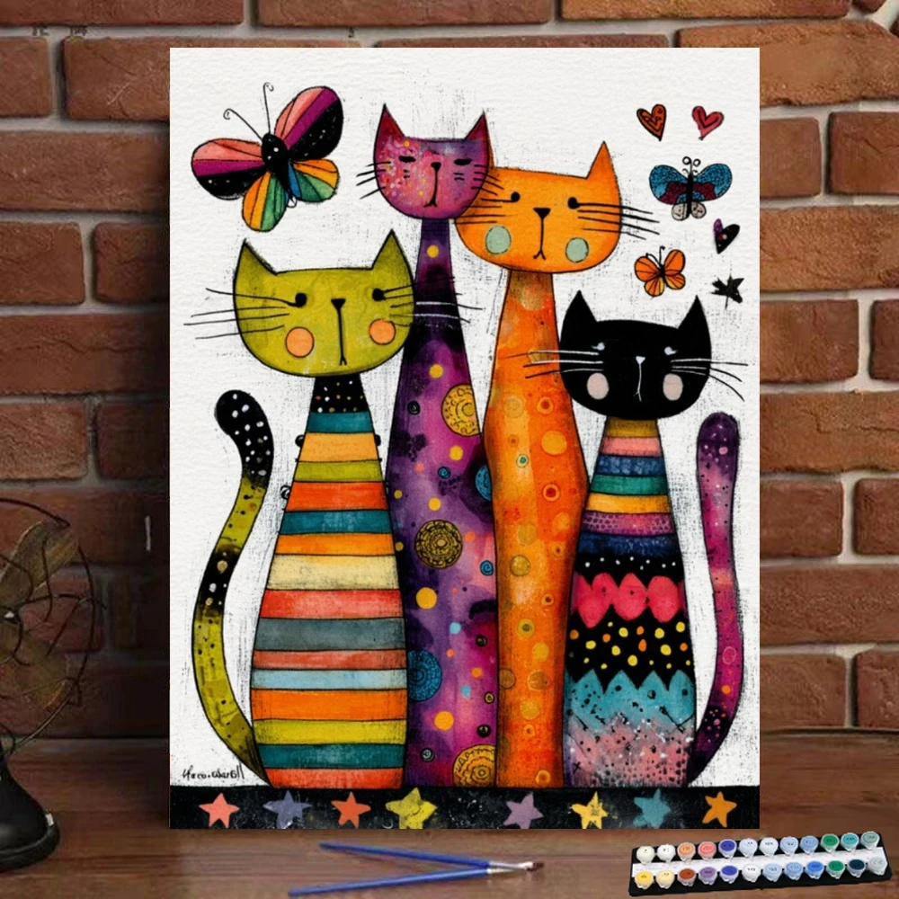 

Картина по номерам, длинный котенок, цифровая картина, ручная работа, подарок для взрослых и детей, украшение стены D