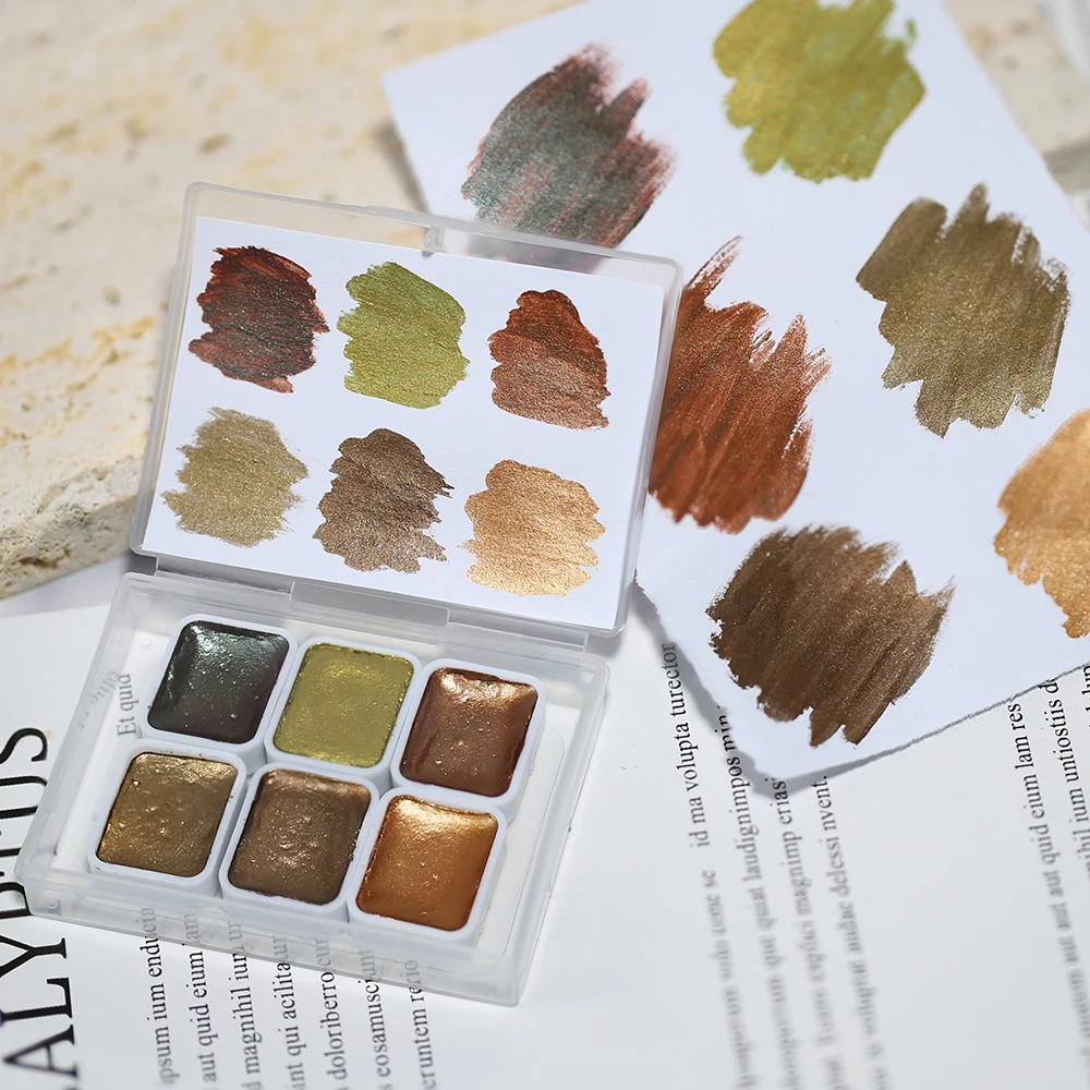 ชุดสีทาเล็บ 6 สี สำหรับทำเล็บสีน้ำ ผงกลิตเตอร์เมทัลลิกโครม พร้อมอุปกรณ์ตกแต่งเล็บลายดอกไม้