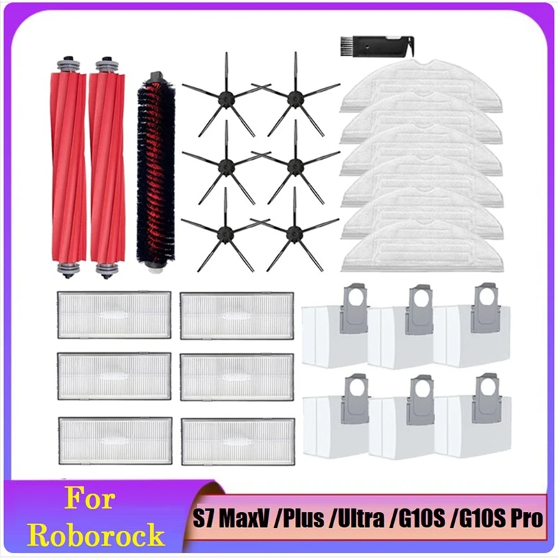 

28PCS Accessories Kit For Xiaomi Roborock S7 Maxv / Plus / Ultra G10S / G10S Pro Robot Vacuum Cleaner Parts Accessories