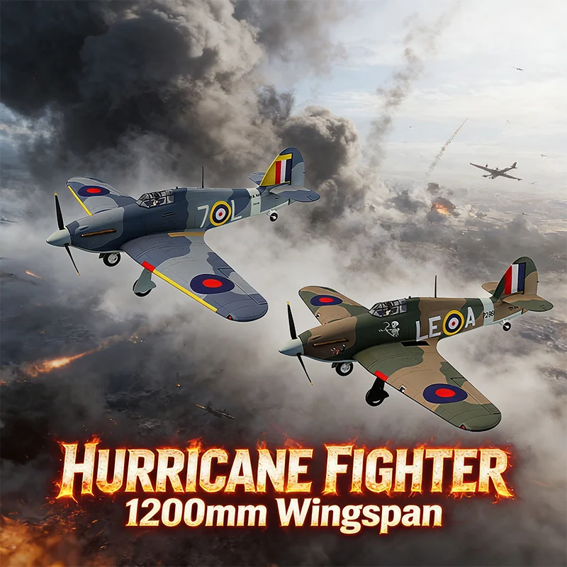 

XFly Model 1200mm Hurricane 6CH Fighter Electric Aircraft Model World War Il Propeller Aircraft Fixed Wing Military Model Hobbys