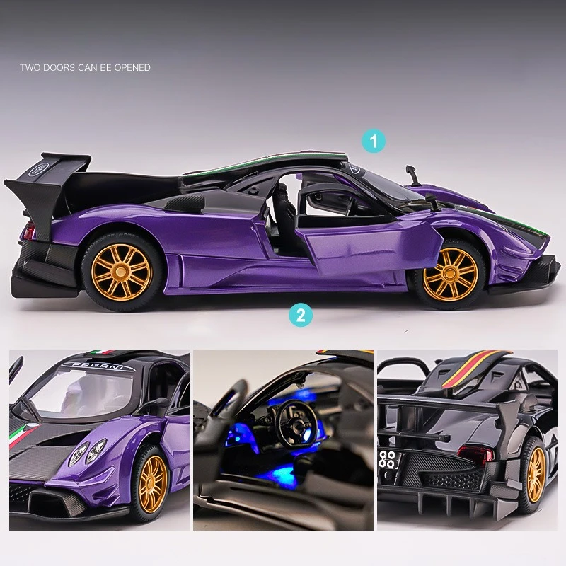 CCA Simulation 1:32 Pagani Zonda Revolucion Racing Car Alloy Model with Sound Light Children Boy Toy Vehicle Gift Home Decor