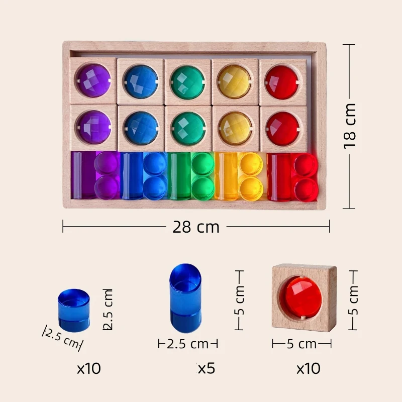 High-transparency Acrylic Crystal Colorful Wooden Building Blocks,Stacking Building Block,Montessori Education Toys,For Gifts
