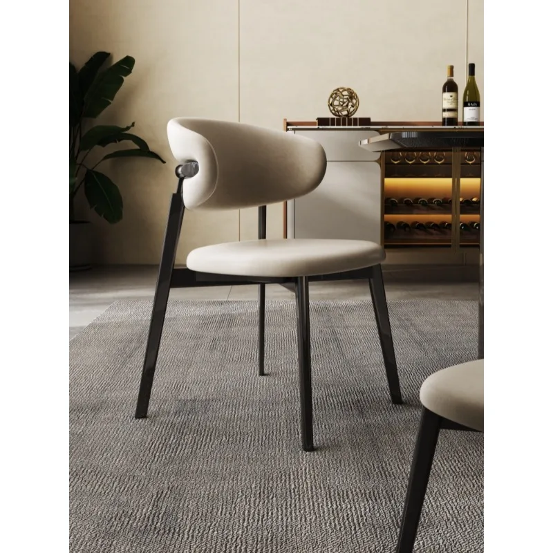 

Household stool Modern minimalist Nordic backrest dining room, stainless steel dining table and chairs