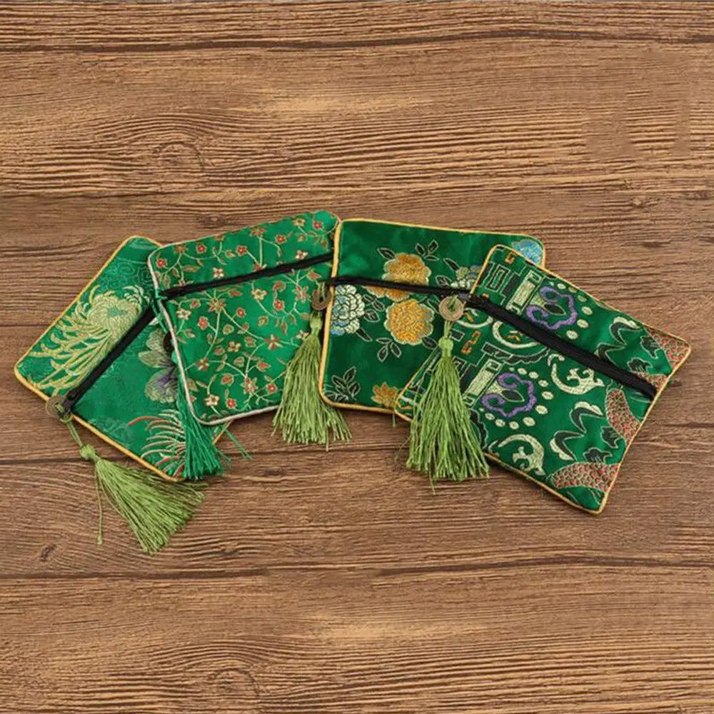 

Jewelry Zipper Fabric Tassel Brocade Quartet Zipper Beads Tips Bag Wallet Handbags Jewelery Bag