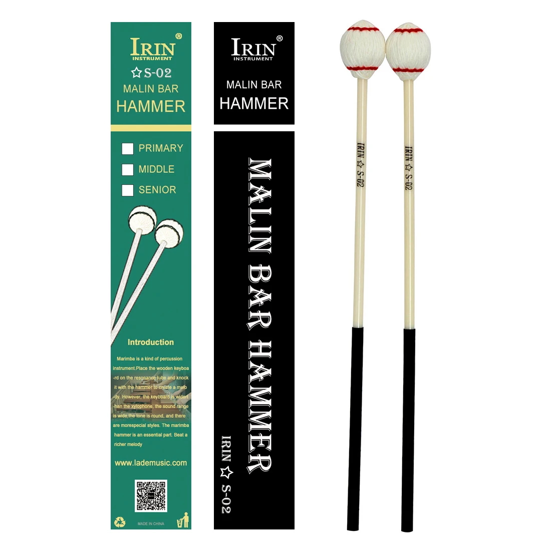 IRIN 1 Pair Hard Rubber Head Marimba Sticks Mallets Xylophone Piano Hammer Percussion Instrument Accessories S-02 High Quality