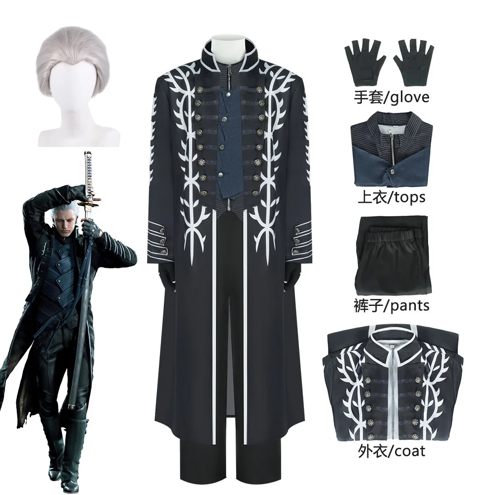 

Vergil Cosplay Game Nelo Angelo Costume Carnival Halloween Comic Animation Party Clothing Wig