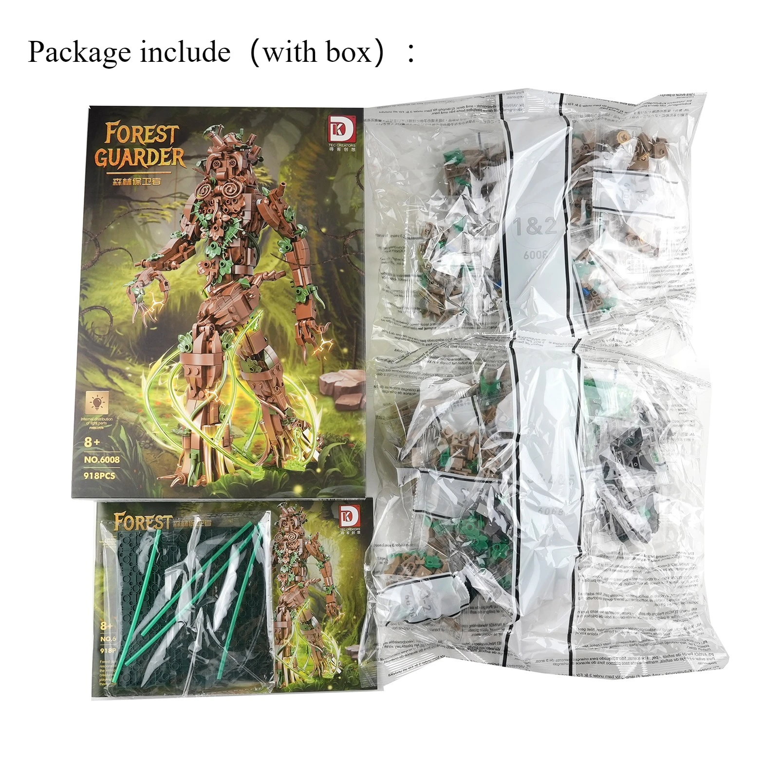 Creative Magic Movie Forest Guardian Forest Mumen أدخل نموذج بنة مجموعة مع لعبة تجميع الضوء لعبة تعليمية هدية