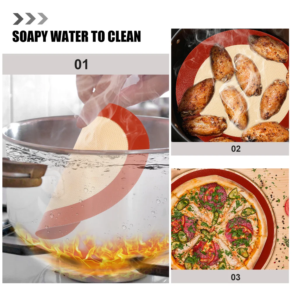 

3pcs Silicone Baking Mats Round Non Stick Reusable For Oven Pizza Pies Pastries Large Silicone Sheets Microwave Safe Baking