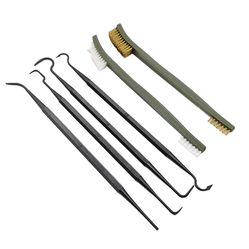 

6pcs Universal Weapon Gun Cleaning Kit 2pcs Steel Wire Brush 4pcs Nylon Pick Set Hunting Tactical Rifle Pistol Gun Cleaning Tool