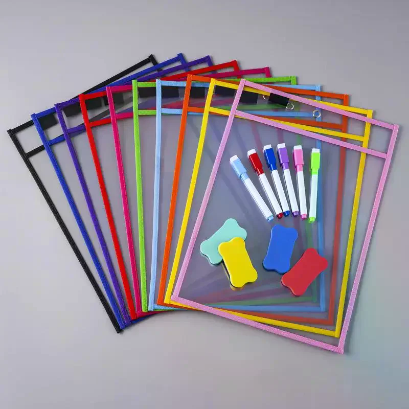 Document Storage Bag Reusable Waterproof Clear Color Random File Folder Dry Wiping Kids Drawing Board For School Office