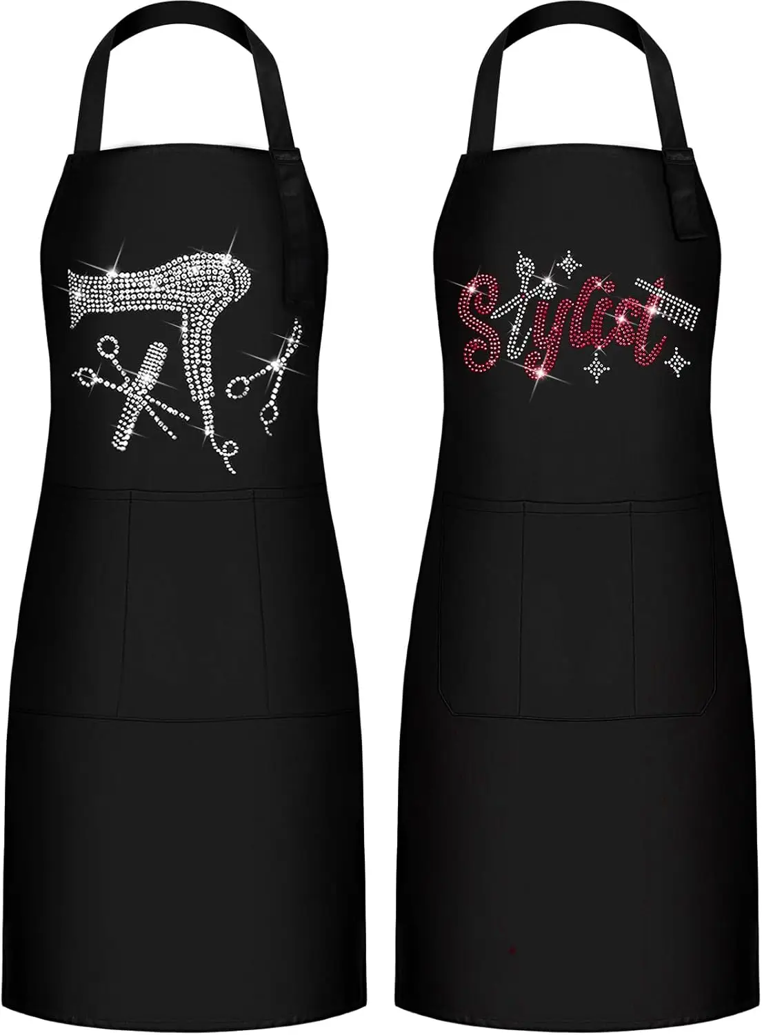 

Фартук стилиста со стразами и карманами для инструментов, 3 кармана, водонепроницаемый, для парикмахерских и салонов красоты