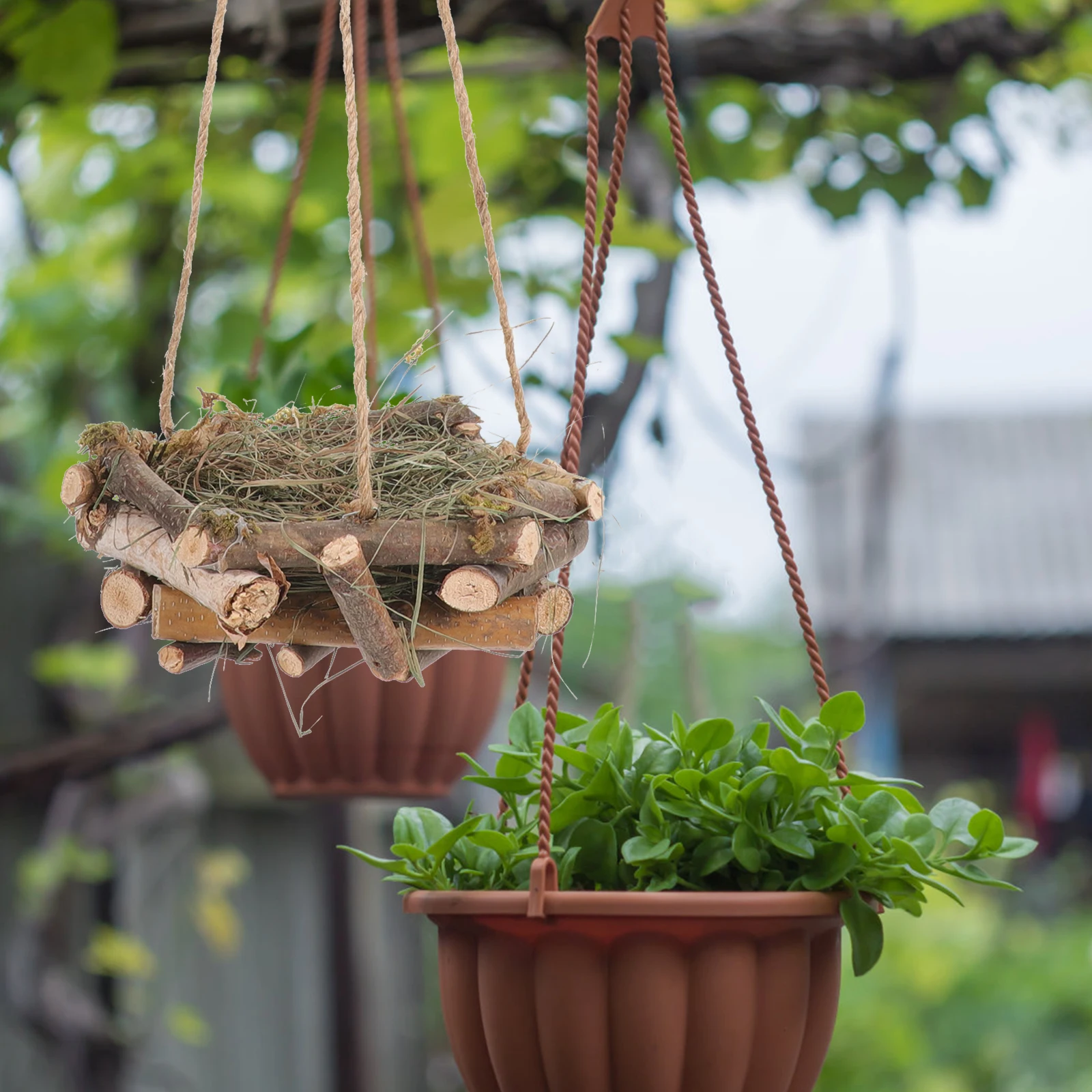 

Artificial Bird Nest Woven Straw Decor Hanging Garden Easter Supplies Lightweight Wear Resistant Realistic Lifelike Pet Supplies