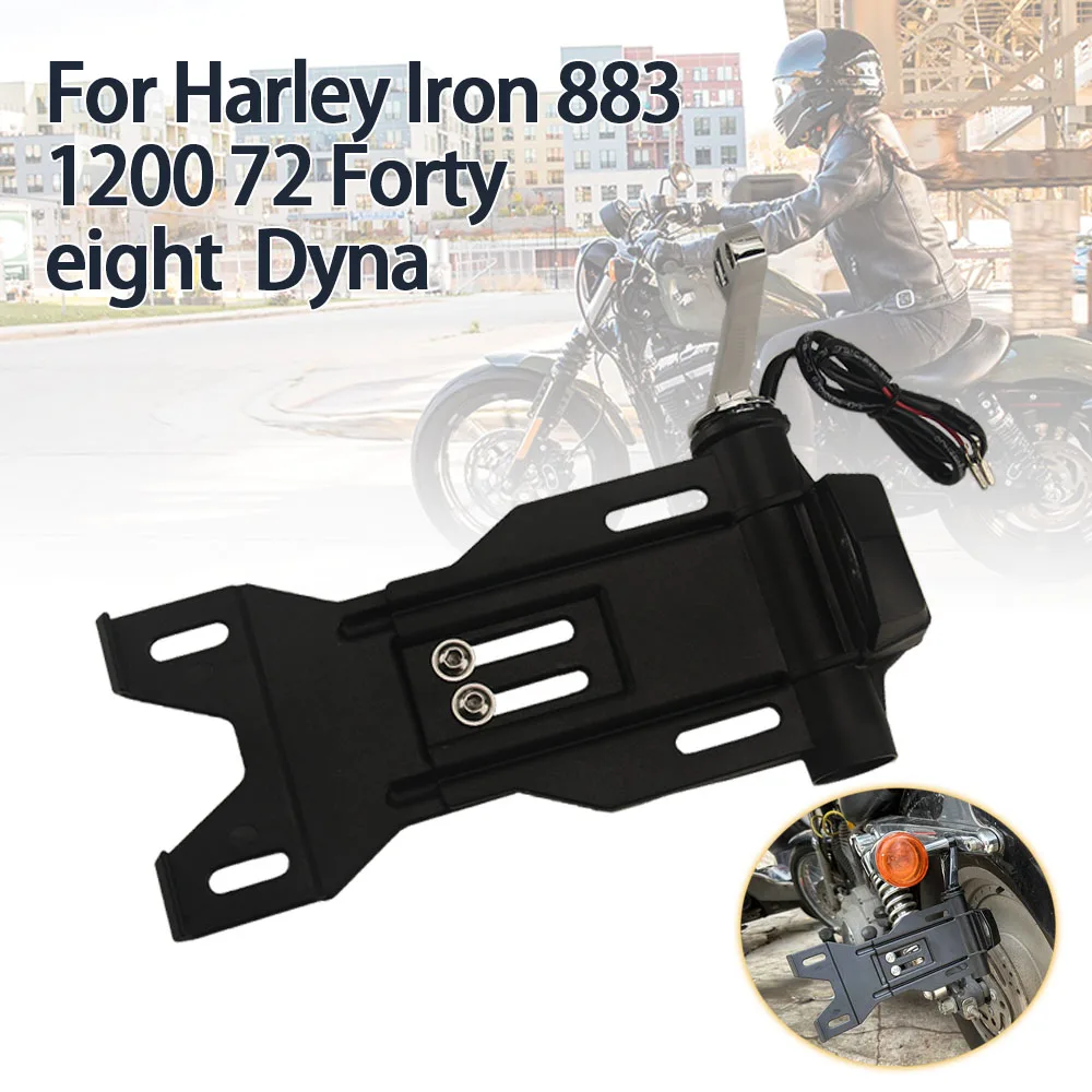 

For Harley Sportster XL883 XL 1200 Dyna Low Rider FXDLS Street Bob FXDB Motorcycle Side License Plate Holder LED Display Bracket