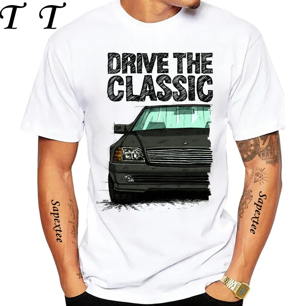 New Men Short Sleeve Drive The Classic Germany Old W123 W124 R129 T-Shirt Hip Hop Boy Casual White Tops 70's Vintage Car Tees view 3
