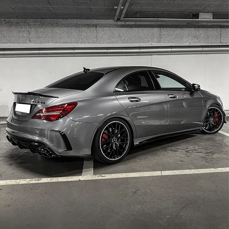 For Mercedes-Benz CLA W117 C117 CS Style Carbon Look Rear Spoiler Trunk Wing 2013-2019 Gloss Black