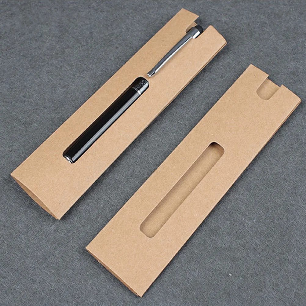 

30pcs Kraft Paper Bag Single Pen Sleeve Compact Portable Dustproof Pen Storage Bag Folding Pencil Wrapping Box Student Supplies