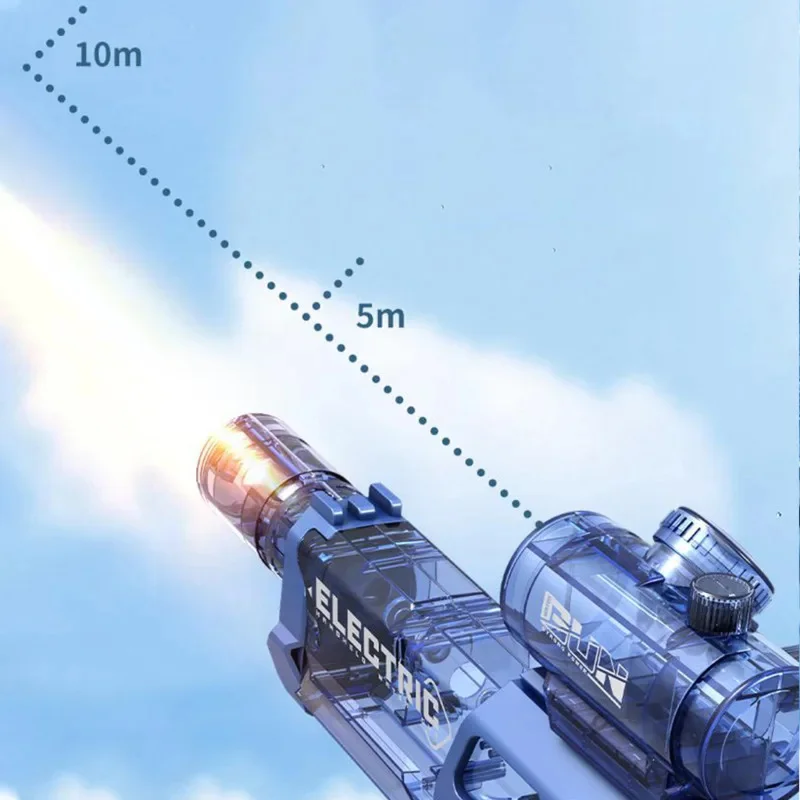 Nowy letni elektryczny ciągły pistolet na wodę dalekiego zasięgu elektryczny blaster wodny z symulowanym czujnikiem płomienia lekki automatyczny