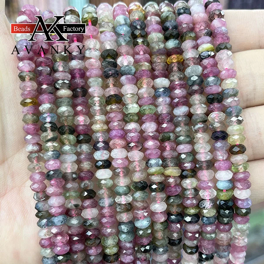 

Natural Crystal Tourmaline Stone Disc Bead Small Section Loose Bead for Jewelry Making DIY Manual Necklace Bracelet 15''3x5.8mm