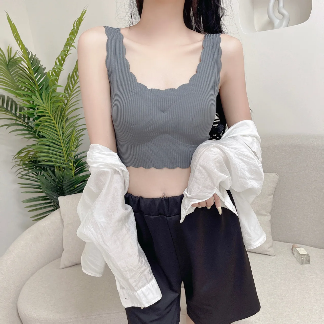 Spring/Summer Thin Style Women'S New Lace Traceless Leisure Sports Bra No Steel Ring Anti Sagging Breathable Sexy Underwear