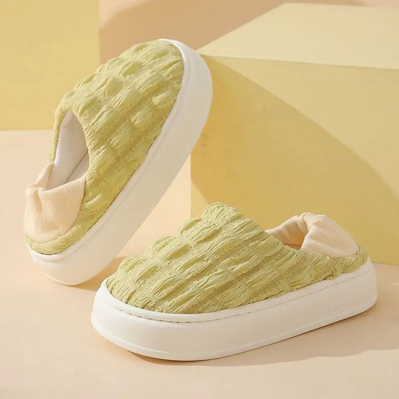 Home Cotton Slippers Women Fleece Lined Soft Bottom Anti Slip Pregnant Ladies Two In One Wear Korean Style Fashion Autumn Winter
