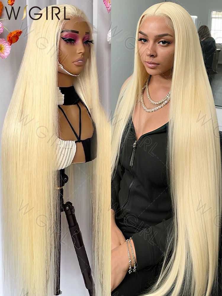 WIGIRL 220 Density Blonde 40 42 Inch 613 Bone Straight 13x4 HD Lace Front Human Hair Wig Brazilian Preplucked Lace Frontal Wigs