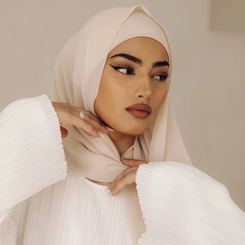 Chiffon Hijab With Matching Undercap Set Women Plain Shawl Jersey Inner Modal Caps Muslim Headband Two-piece Scarf Set
