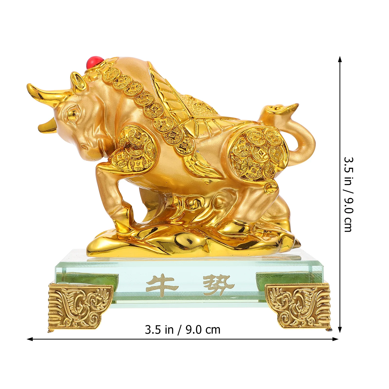 

1Pcs Gold Ox Decorative Ornament Feng Shui Resin Cattle for Home Office Desktop Decoration Living Room Bedroom Indoor Adornment