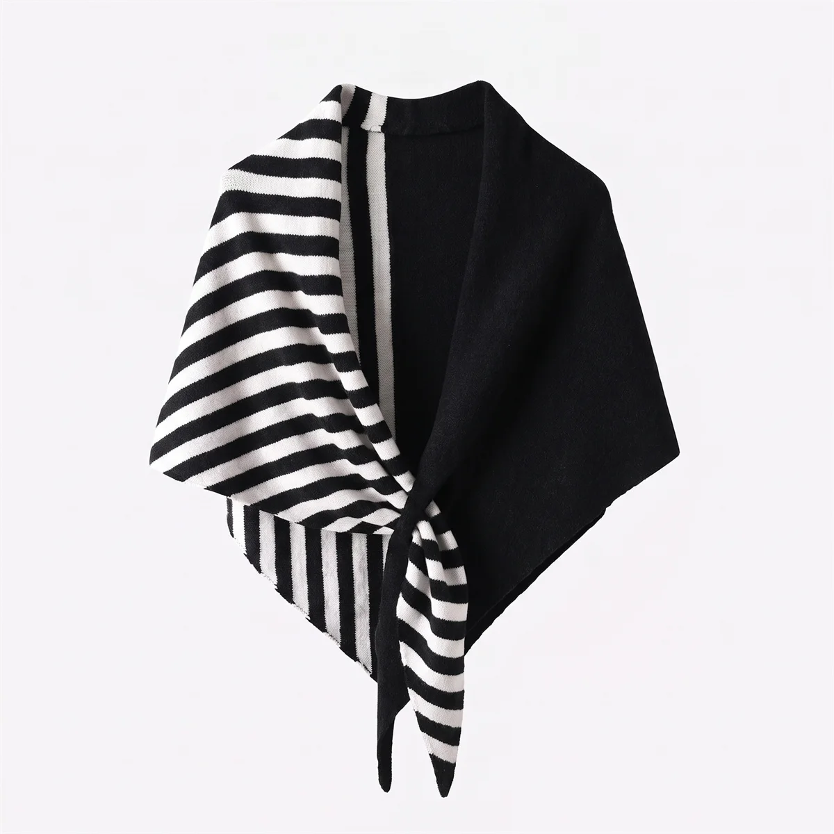 Women Versatile Striped Triangle Knit Shawl Light Soft Neck Scarf Multi‑color Classic Stripe Pattern Fashion Decor Wrap Scarves