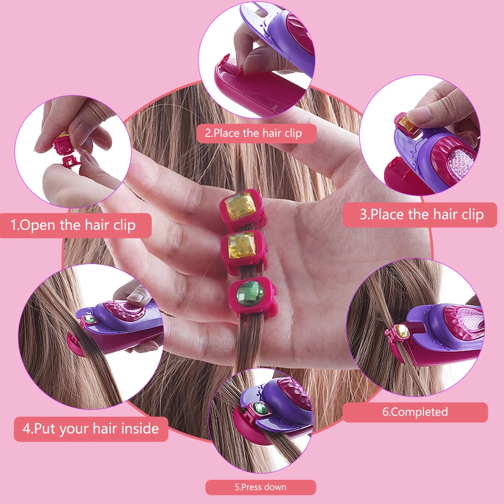 Bastone per editing dei capelli fai-da-te Giocattolo Intrecciatura Clip Stringa Bastone Macchina Gioielli Corda Perline Gemma Accessori Styling Ragazza Casa da gioco Regalo