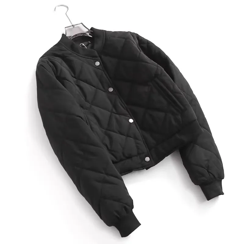 Cappotto da baseball lungo Sve con colletto alla coreana in cotone trapuntato con motivo a diamante vestibilità ampia da donna Autunno Inverno Nuovo arrivo