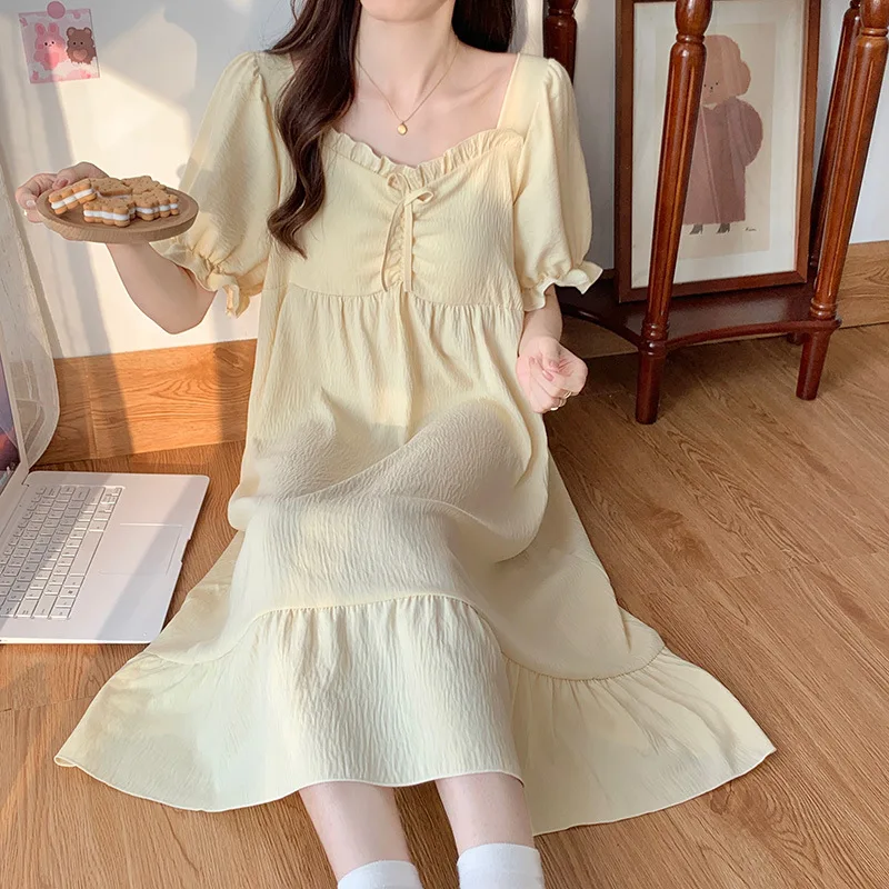 Women\'s New Nightgown Home Wear Thin Korean Version of the Spring and Summer French Princess Style Senior Sense of Sleep Dresses