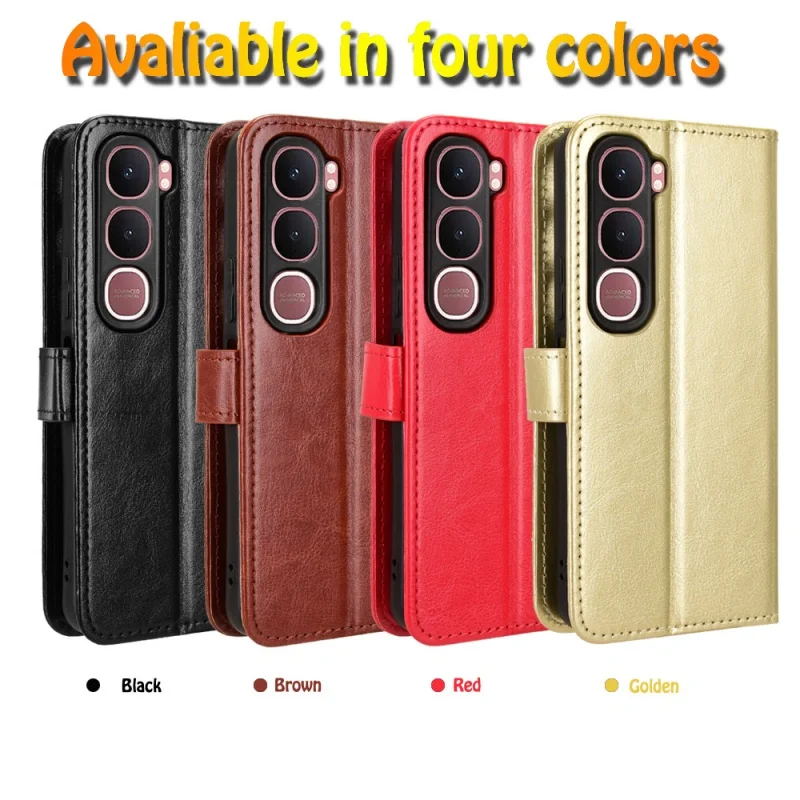 Luxe lederen portemonnee boekstandaardhoes voor vivo Y31 5G/Vivo Y21D 2025 - beschermende telefoonhoes met standaardfunctie