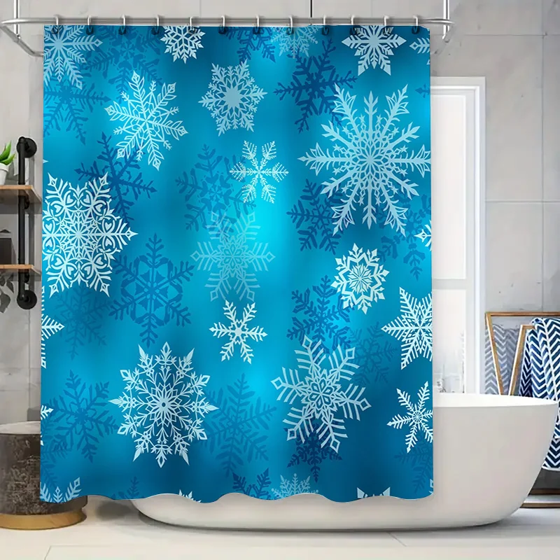 

Сине-белая занавеска для душа со снежинками, водонепроницаемый коврик для ванной, декор для домашней ванной комнаты