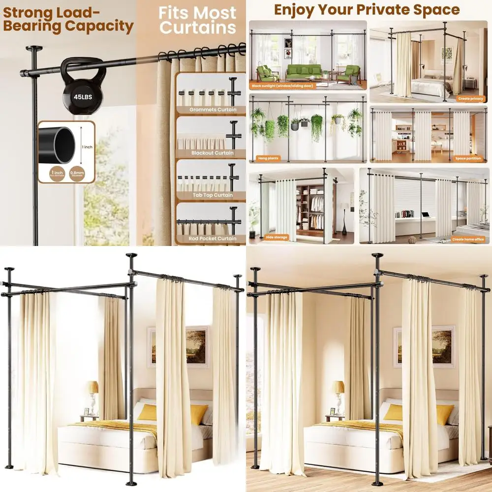 

Adjustable Tension Curtain Rod for Room Divider, 28-171 Inch Wide, 4-10 Feet Tall, No Drilling Needed, Heavy Duty Privacy Wall D
