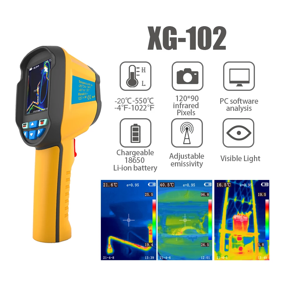 XG-102 handheld ir digital câmera detector de imagem térmica infravermelho temperatura handheld termômetro infravermelho câmera térmica