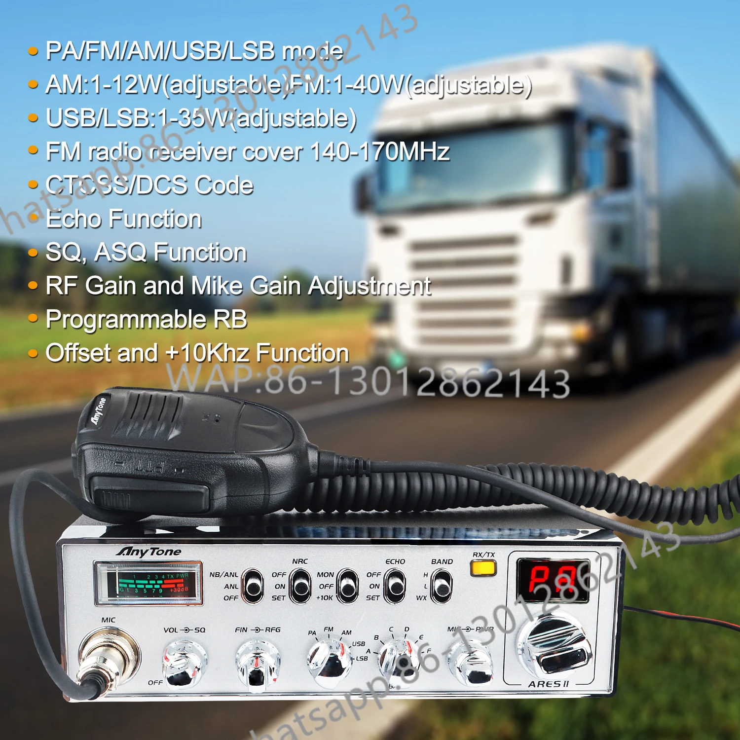 Anytone ARES II 10 Meter CB Walkie Talkie SSB Citizen Band 28.000-29.695MHz AM/FM/USB/LSB/PA 40W VOX NB/ANL CB Radio view 4