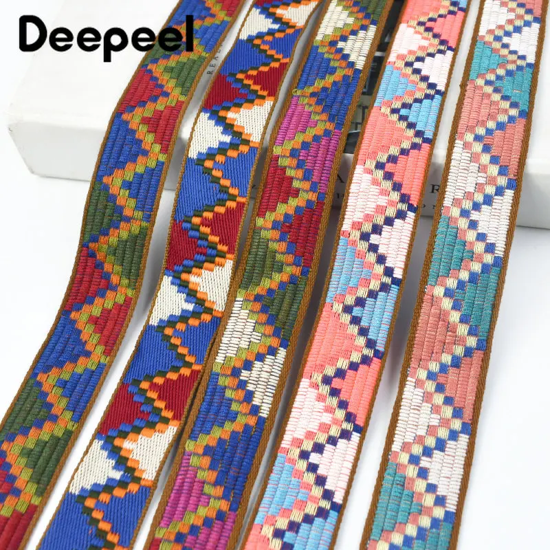 5/10Meters 3cm Ethnic Jacquard Ribbon Polyester Cotton Webbing Decotative Lace Bag Strap Clothes DIY Sewing Material Accessories