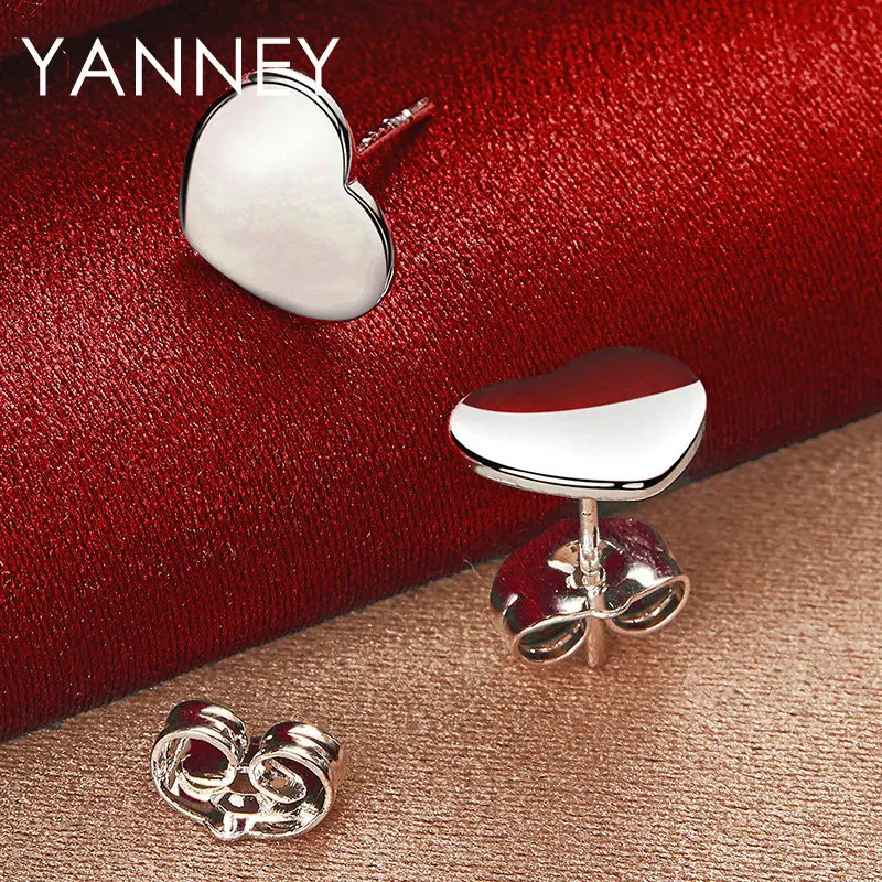 

Luxury S925 Sterling Silver Simple Glossy Heart Stud Earrings For Women Fashion Wedding Gifts Accessories Jewelry Earrings