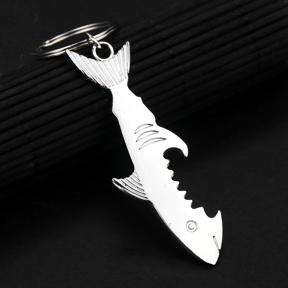 Creative Metal Shark-shape Keychain Beer Bottle Opener Personality Portable Utility Pendant Bar Restaurant Gift Kitchen Utensils