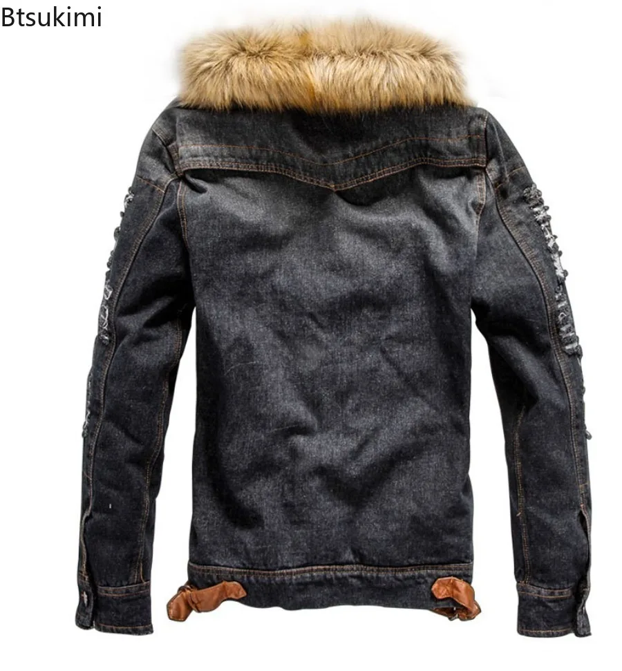 Autumn Winter Thicken Warm Outwear Men's Vintage Casual Denim Jackets Fleece Lining Men Jackets Couple Jean Coats Plus Size 6XL