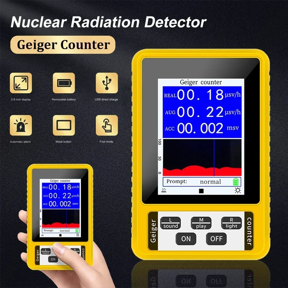 BR-9C Geiger Counter Nuclear Radiation Detector Personal Dosimeter X-ray Beta Gamma Detector LCD Radioactive Tester Real Time