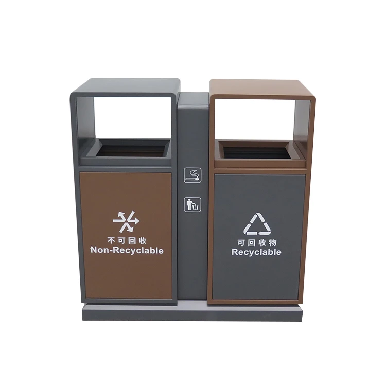 Outdoor Public Street Stainless Steel Garbage Bin Metal Trash Can Garden Recycle Waste Trash Bin