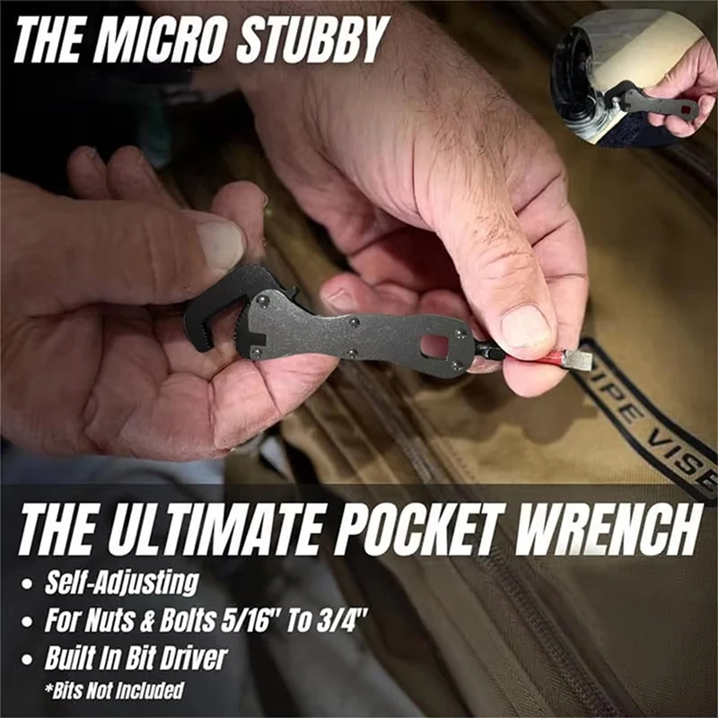 BAAG-Kunci Pas Dapat Disesuaikan Kunci Pas Tugas Berat Alat Tangan Kompak untuk Mur dan Baut 5/16 Hingga 3/4 Inci Aksesori Kunci Pas Pegangan Pendek